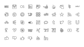 线性小Icon图标 社交符号 PPT图标下载