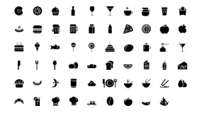 各种餐饮烹饪厨房餐具食物Icon小图标PPT图标下载