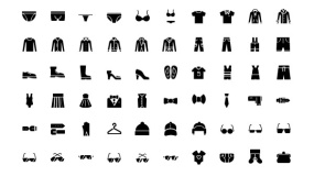 各种服饰小图标 衣服鞋包眼镜装饰 PPT图标下载