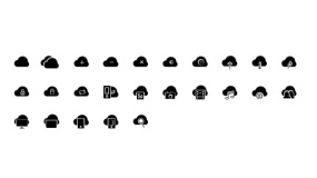 云端服务Icon小图标 下载服务器PPT图标下载