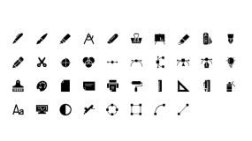 【钢笔文具】PPT设计小图标尺子油漆小刷子圆规投影布剪刀铅笔矢量图标下载