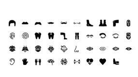 【人体五官】眼睛头发鼻子Icon牙齿指纹眉毛嘴PPT图标胳膊手足腿大脑耳朵心矢量素材