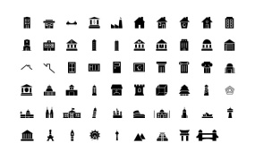 【建筑图标】楼房灯塔瞭望塔高楼PPT小图标金融古建筑会堂主页矢量ICON图标下载