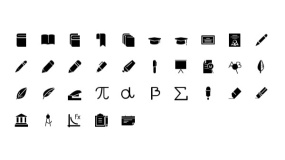 【学术图标】书本书籍学士帽子钢笔证书奖状羽毛钢笔投影仪数学符号圆规PPT小图标Icon