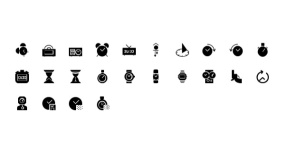 【时间计量】PPT矢量图标-闹钟-时钟-秒表-计时器-漏斗-挂钟-手表矢量Icon素材下载