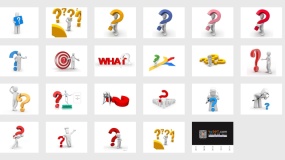 多个不同类型问号的3D小人素材