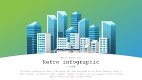 城市建设 发展规划 创意卡通图案 上下分隔型PPT图表