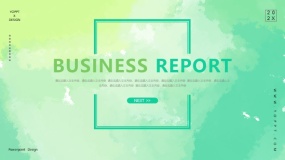 【25页】一套水彩渐变青绿色的素雅PPT免费模板