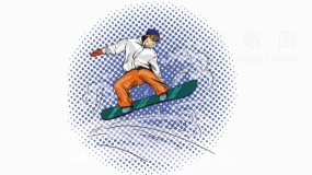 波普风滑雪免抠图片