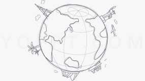 智能生态地球地图手绘透明格式