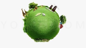简洁旋转地球绿植特效PNG透明图片