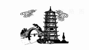 西湖雷峰塔装饰元素PNG文件