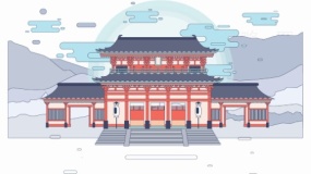 复古古建筑屋檐节日元素PNG格式