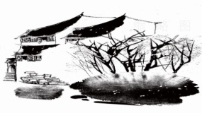 漂亮水墨古建筑素材PNG格式