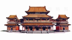 清晰古建筑城楼素材PNG透明图片