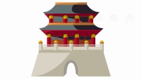 超美古建筑屋檐节日元素PNG