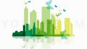 绿色环保城市线条特效免抠图片