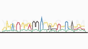 简洁彩色城市线条图案PNG