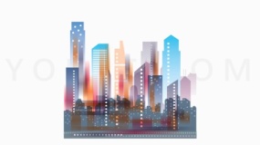 精美城市楼房特效透明图片