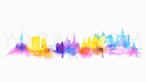 彩色城市剪影图案PNG