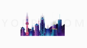 简洁城市线条建筑素材集合PNG