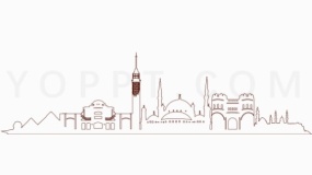 极简城市剪影轮廓素材透明图片