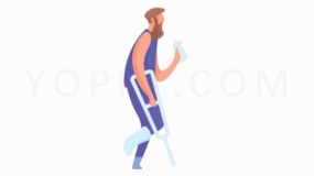 打着绷带拄着拐带的男士免抠