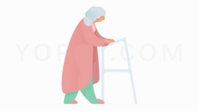 康复行走的老人PNG透明图片