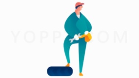 踩着箱子的人管道维修工PNG格式