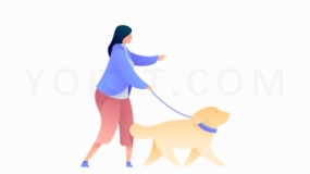 正在遛狗散步的人PNG格式