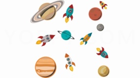 高清科技卡通太空星球PNG透明图片