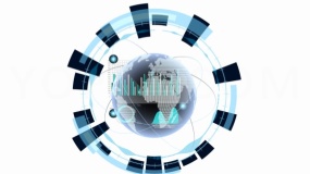 商务网状科技地球扫描PNG透明图片