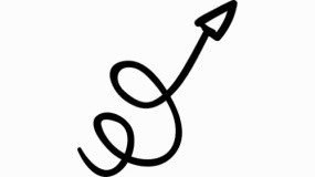 创意弯曲箭头素描透明图片
