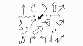 精品带弧度箭头手绘效果PNG免抠图