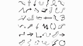 清晰带弧度箭头素描免抠png下载