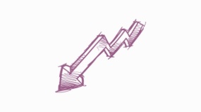 简洁弯曲箭头素描png图片