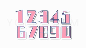 卡通线条填充效果0-9数字序号PNG图