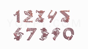 金属音乐器材机械特效0-9数字序号透明图