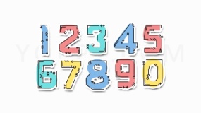 线框型Q版MBE风格数字序号0-9透明图片