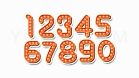 荧光灯效果0-9数字序号PNG文件下载