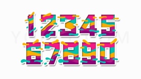 炫酷卡通风格0-9数字装饰PNG素材下载