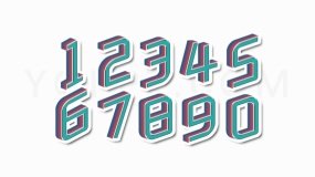 2.5d特效倾斜数字序号0-9过渡页PNG格式