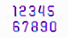 彩色折纸设计0-9数字图标PNG格式
