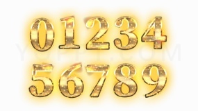 金属质感 伴随发光特效0-9数字符号PNG素材
