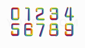 炫酷糖果效果0-9数字序号PNG文件下载