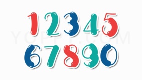 可爱糖果风格0-9手写效果数字符号 透明图片