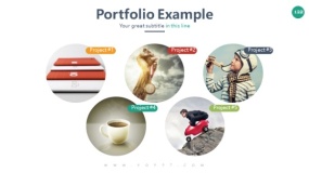 居中版式 5张正圆形图片排列ppt图表