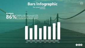半透明蒙版遮盖背景大图 柱形图PPT图表素材