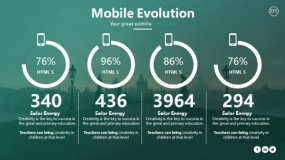 半透明色块平铺 圆环图表PPT素材