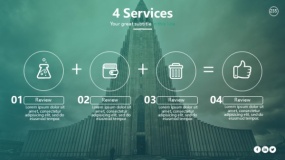 半透明底板遮盖 4项服务标准PPT图表